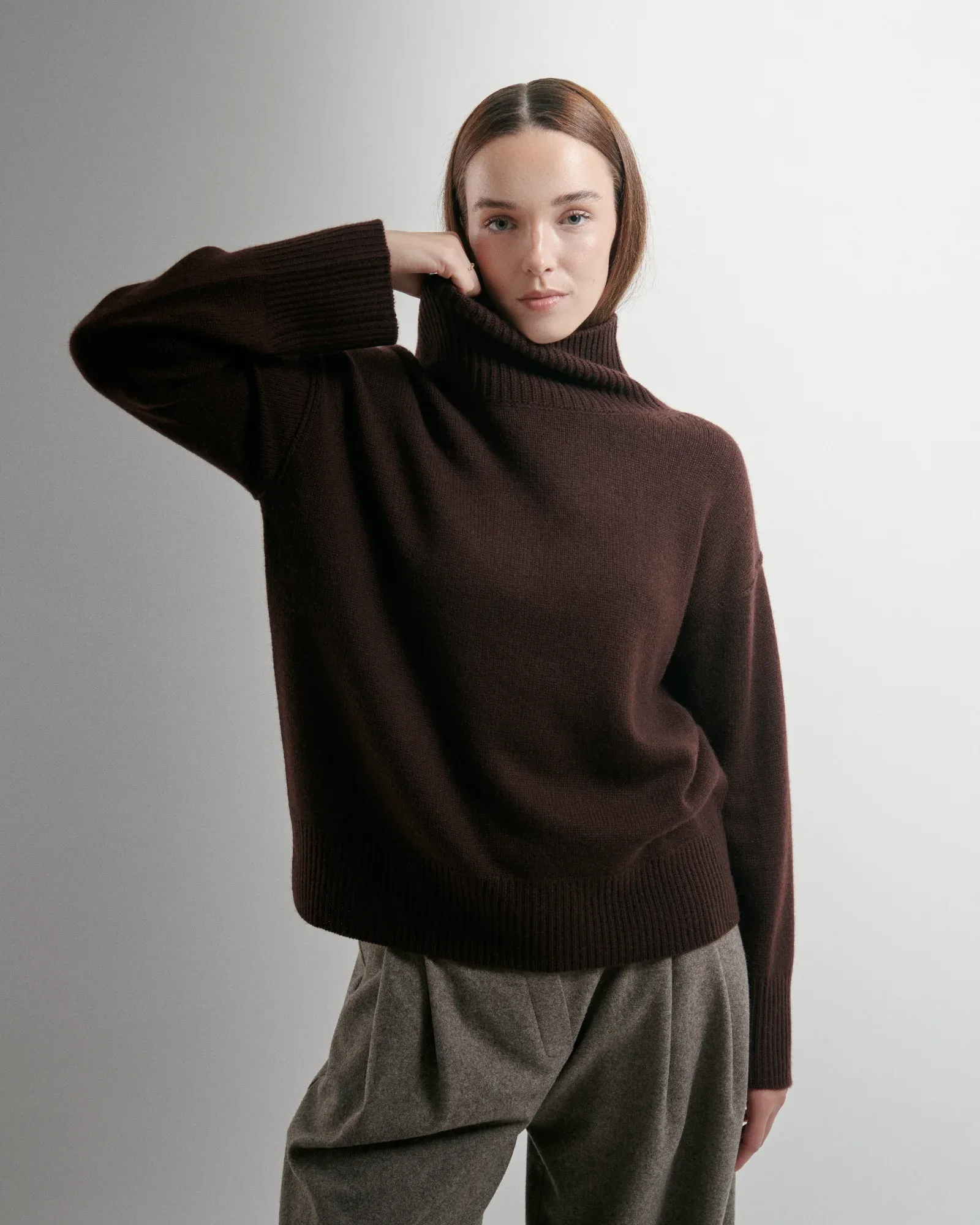 LANA oversize rolák hnedá, fotografia 1